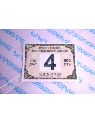 Road Tax Sticker 1967